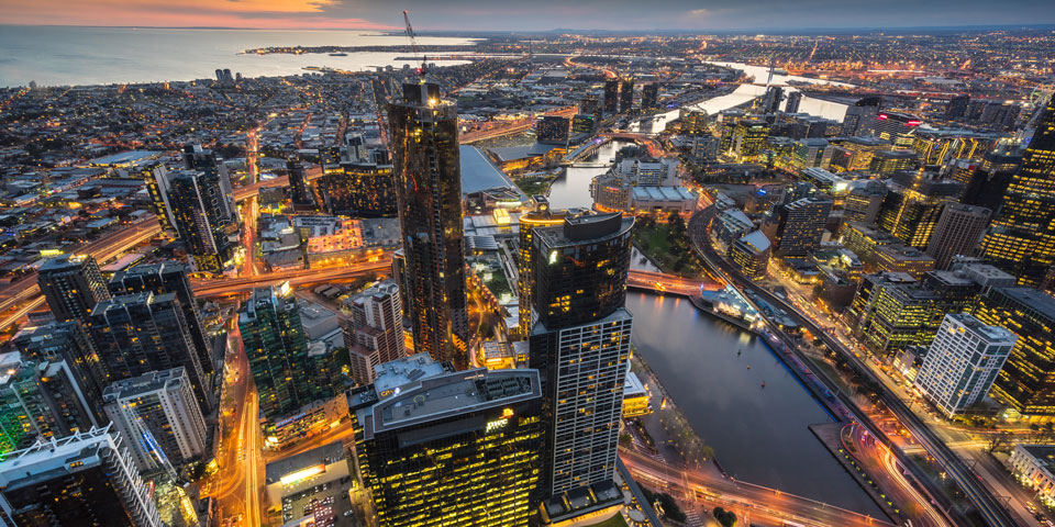 A view of Melbourne from a skyscraper